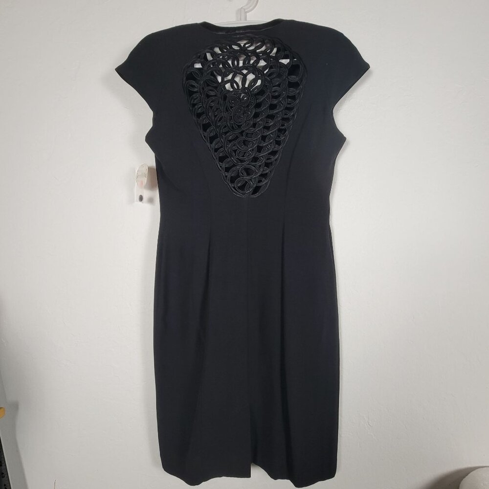 Vintage Joseph Ribkoff Womens Black Cap Sleeve Dress 8 Back Cutout New $210 - Picture 2 of 10